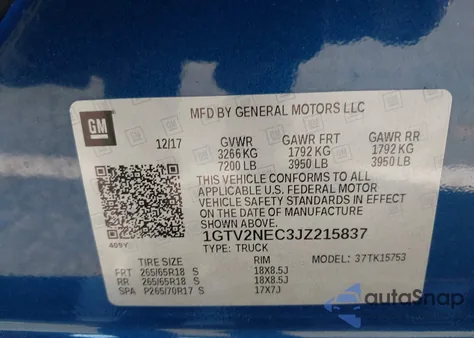 2018 GMC Sierra 1500 Slt from USA, damaged, VIN 1GTV2NEC3JZ215837